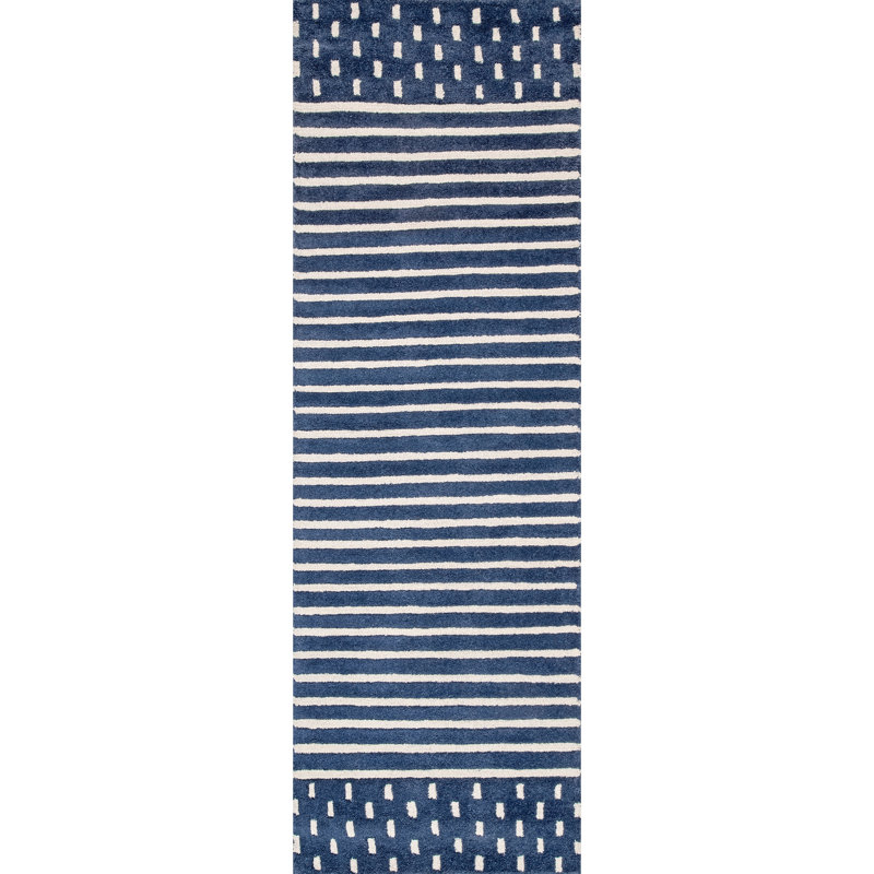 Tapis rayé en laine Xzayden, Rond 4 pi
