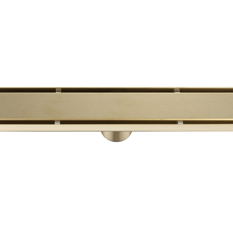 FINE FIXTURES Stainless Steel 32 inch Linear Shower Drain with Hair Trap and Tile Insert & Grate 2-in-1 Design, Satin Brass