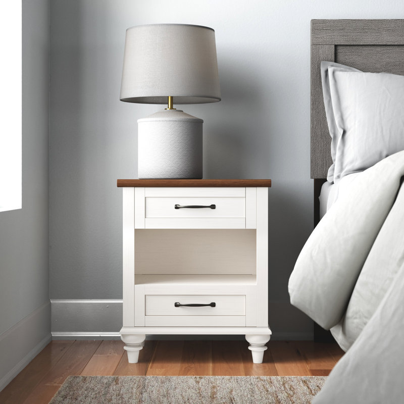Agathy 19.6'' W Nightstand, Brown/White