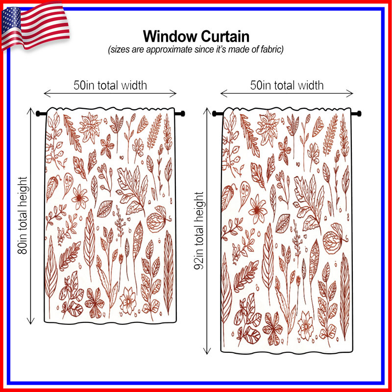 Rideaux, voilages et rideaux occultant Botanical Leaf, Transparent, 50 po x 80 po - 1 panneau