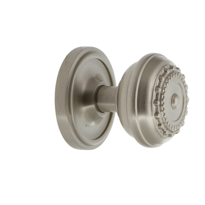 Classic Rosette with Meadows Door Knob, Satin Nickel, 2-3/8"
