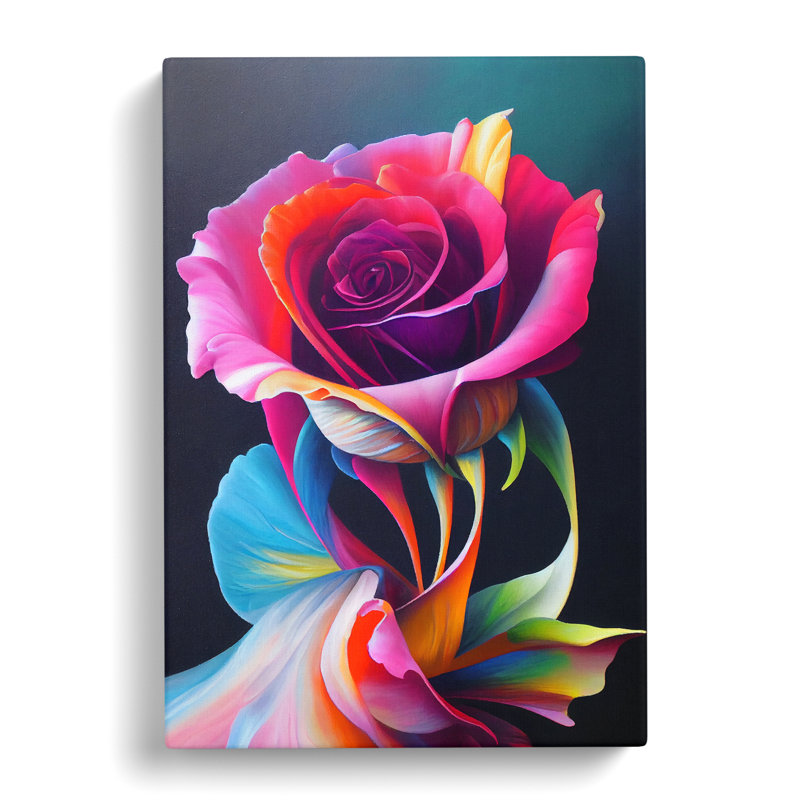 Calliphon Rose Flower Paint Pouring - Wrapped Canvas, 50cm H x 35cm W