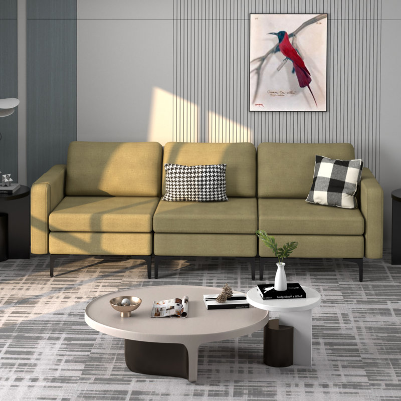 Brackney Upholstered 94.5'' Sofa, Green Linen Blend