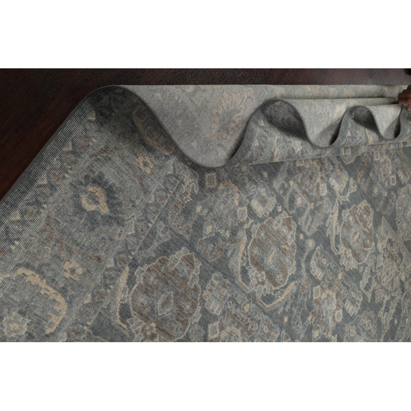 Tapis bleu clair / ivoire en laine Ziegler