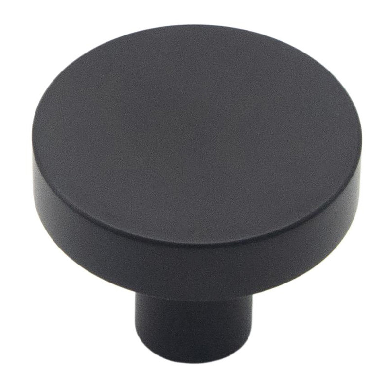 Poignée ronde Heritage Designs - Bouton d'armoire de 1 3/16 po de diamètre noir mat - Quincaillerie contemporaine pour tiroirs et armoires
