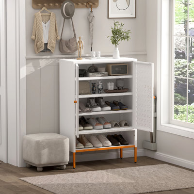 Armoire à chaussures Grid avec portes à double ouverture, pieds à l'épreuve de 15 cm, trois compartiments réglables, métal thermolaqué pour base de vie principale à éviter, zones