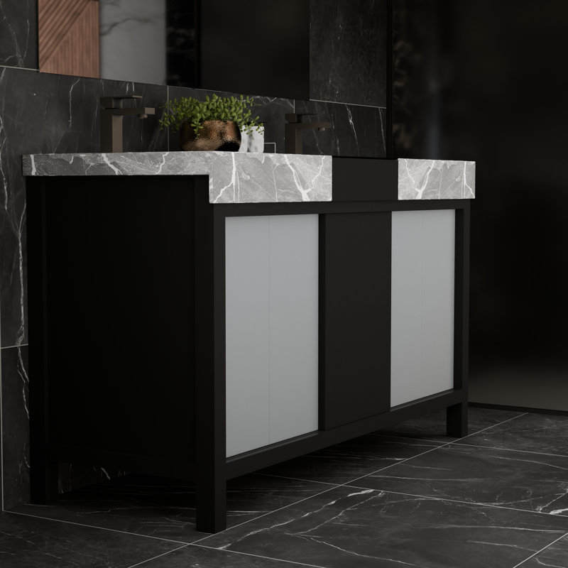 Zilara 55'' Double Bathroom Vanity with Marble Top