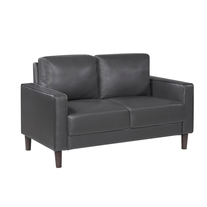 Causeuse rembourrée en similicuir gris de style moderne avec siège confortable et dossier en bois massif 1pc, Gris foncé