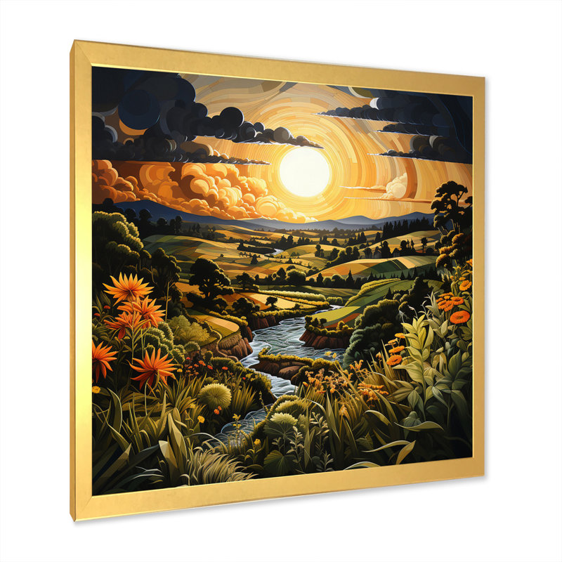 Countryside Pastoral Patchwork IV - Landscapes Canvas Wall Art, H 36 po x l 36 po x P 1,5 po, Cadre doré à une seule photo