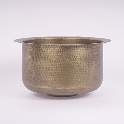 14" Light Hammered Aged Brass Bar Sink - Undermount & Drop In Kitchen Bar Sink + Compatible Drain Included