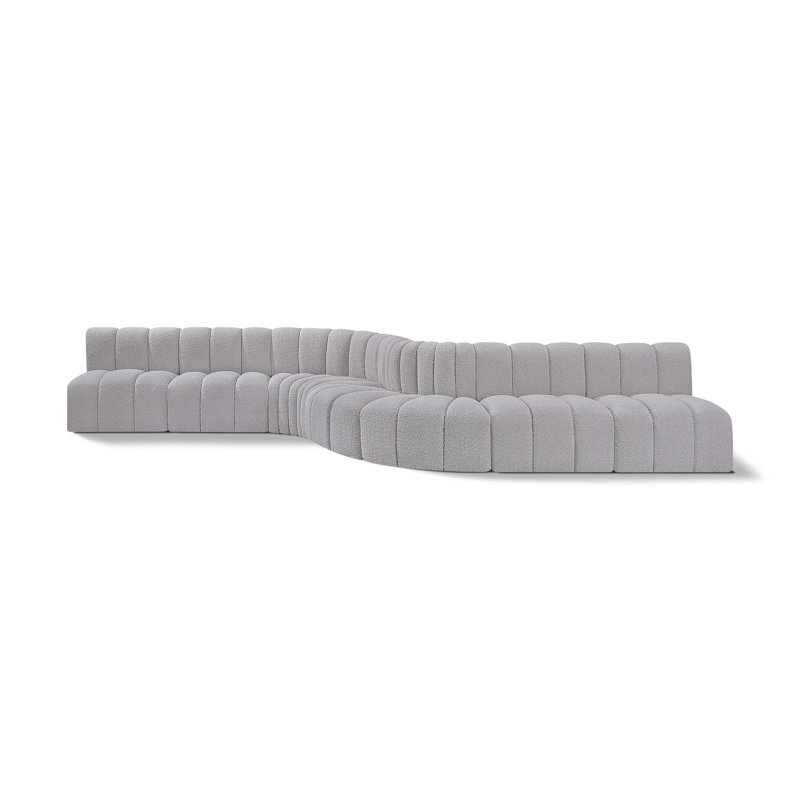 Canapé et méridienne rembourrés Hygerta, Tissu gris bouclé