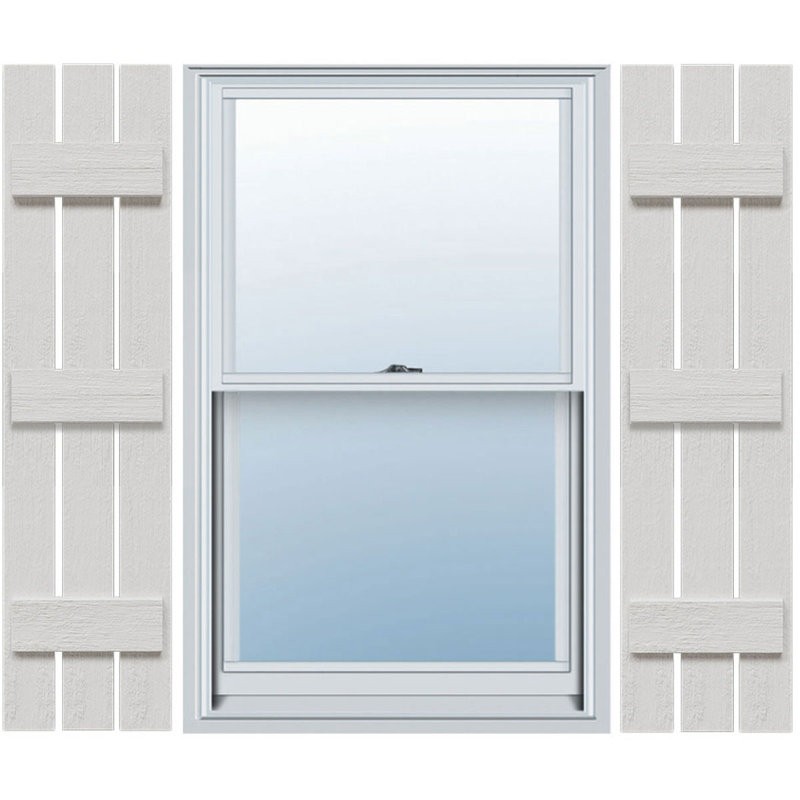 White Faux Wood Rustic Board and Batten Shutters, 60" Height