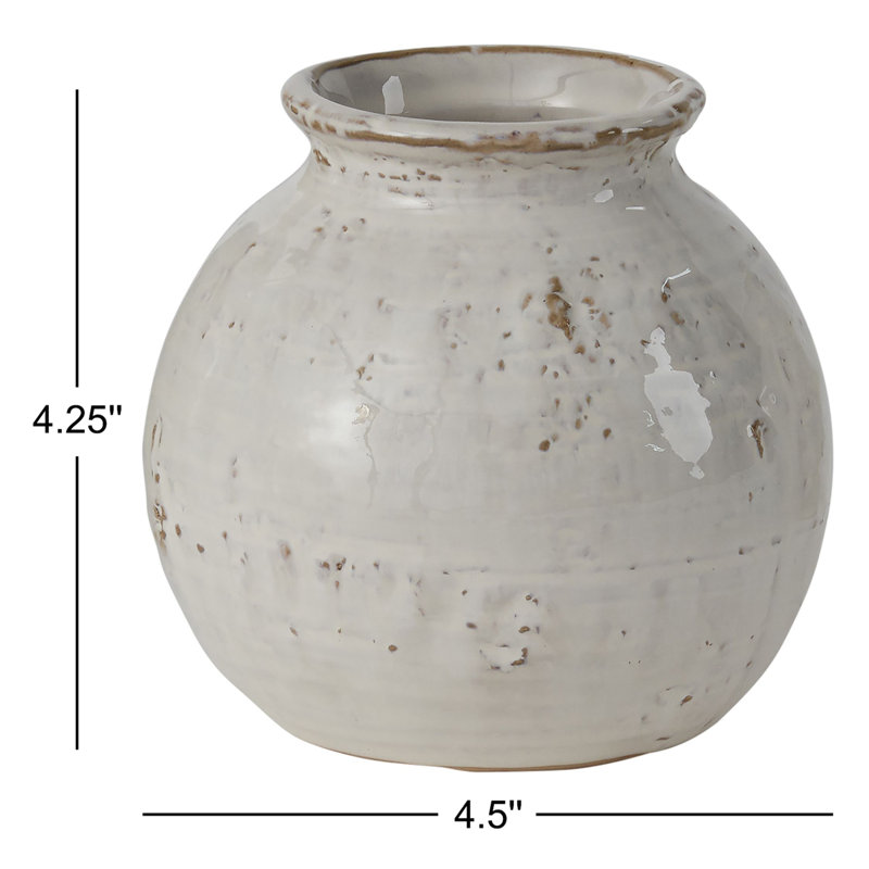 Jesiah Handmade Ceramic Table Vase, 4.25" H x 4.5" W x 4.5" D