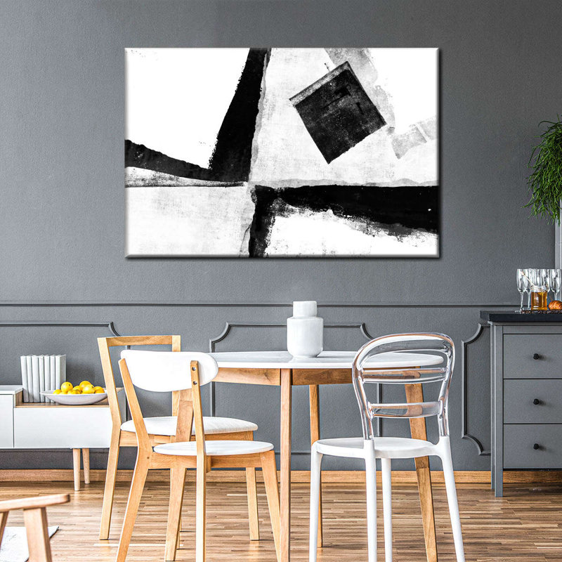 «White To Black Abstract», reproduction d'art sur toile, H 24 po x l 36 po x P 1,25 po