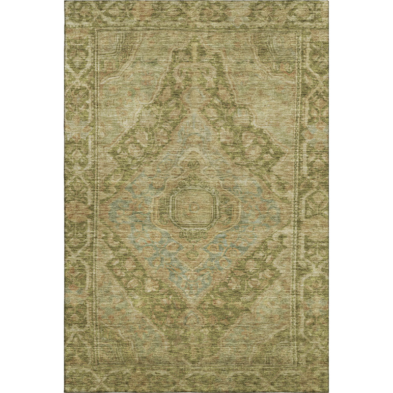 Premium Machine Washable Lubbers AMF1761 Border Rug, Rectangle 3' x 5'
