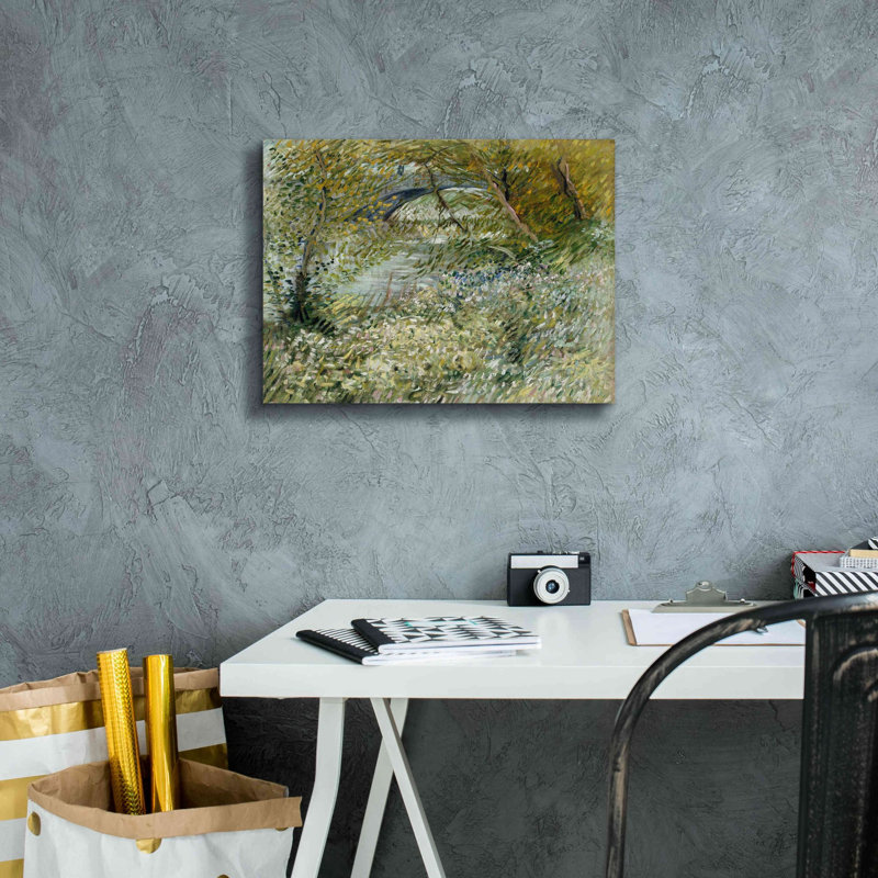 «River Bank In Springtime» par Vincent Van Gogh, estampe numérique sur toile, H 12 po x l 16 po x P 0,75 po