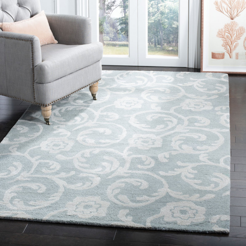 Avayah Soho Hand Tufted Wool & Viscose Damask Rug, Rectangle 3'6" x 5'6"