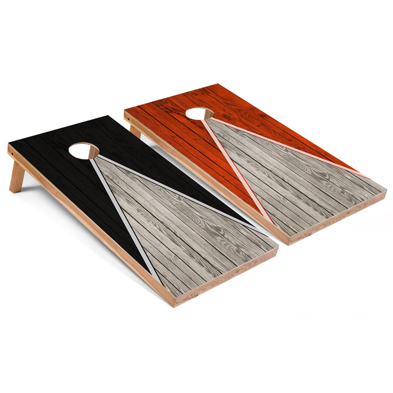 2' x 4' Pyramid Themed Cornhole Boards with LED Lights, Black/Orange