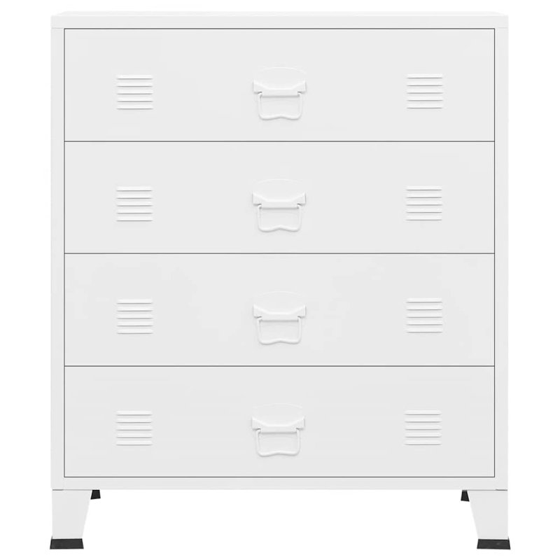 Drawer Cabinet White Metal Medium Rectangular Drawer Cabinet Modern Storage Organizer, White