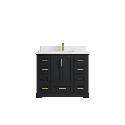 Boston 42 po X P 22 po De meuble-lavabo en fer forgé avec quartz blanc