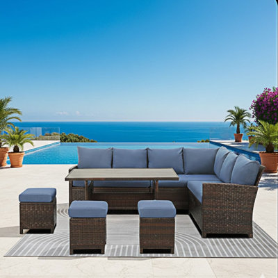 7 Piece Outdoor Wicker Patio Sectional Sofa Set