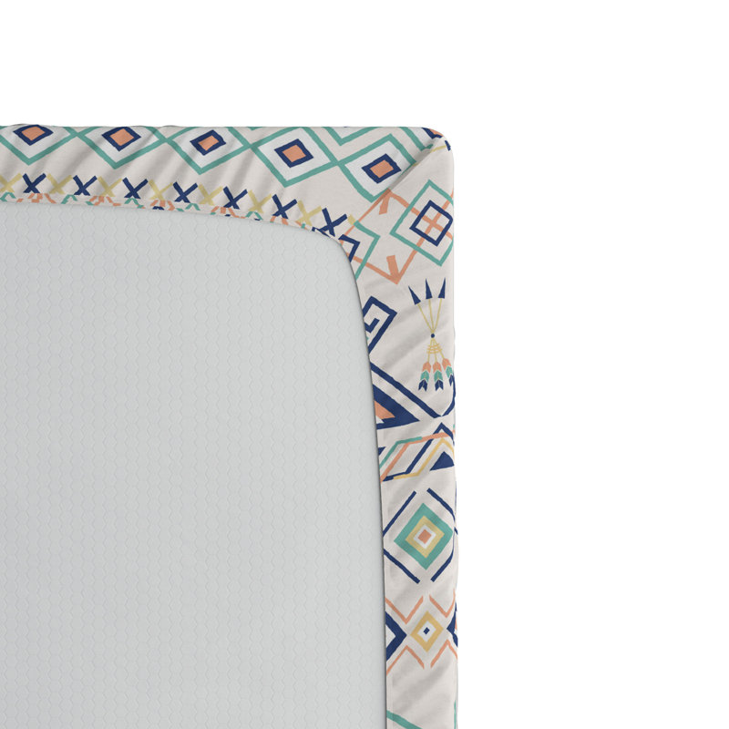 Microfiber Geometric Fitted Sheet, Queen Fitted Sheet
