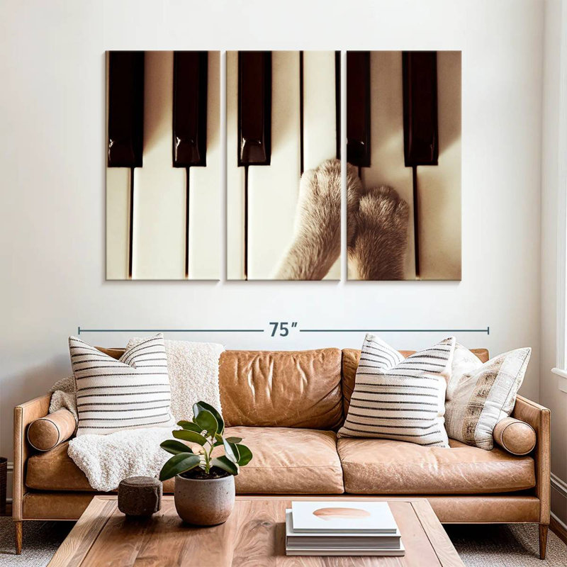 Abarca Paws On Piano, 42" H x 65" W