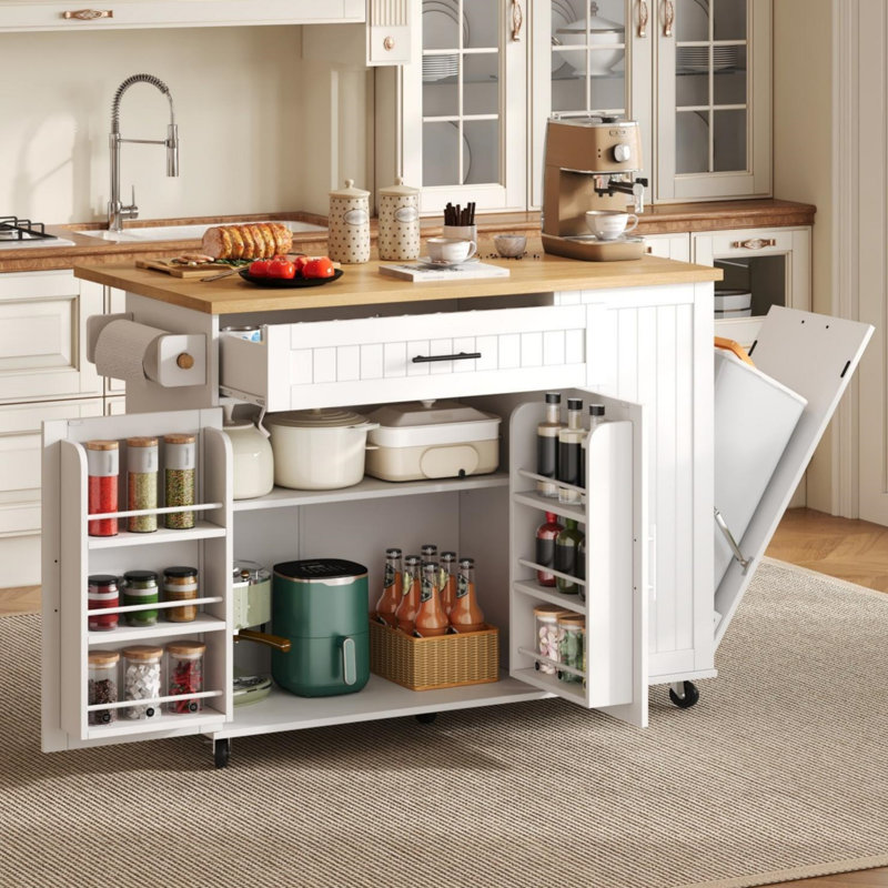 93 cm W Kitchen Island with Top, White