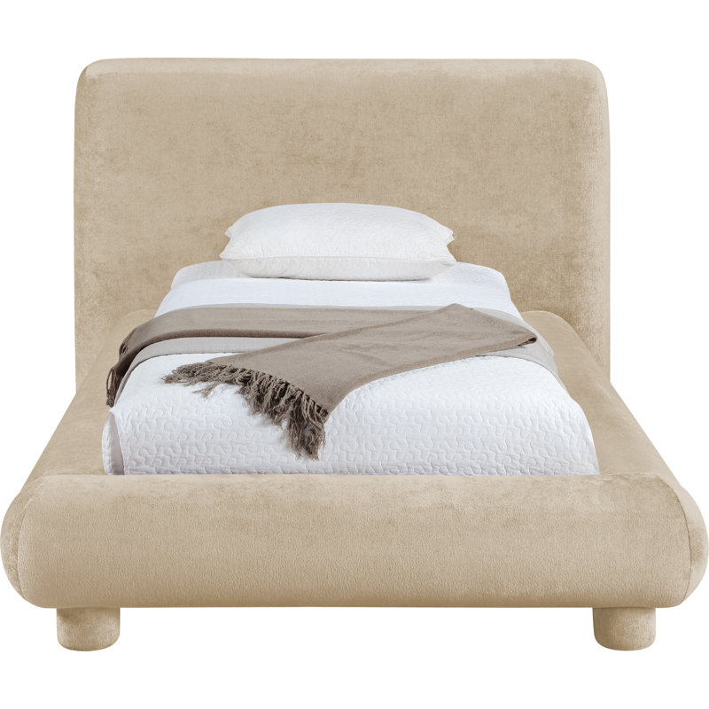 Lit en tissu de chenille Huckstep, Beige Chenille Fabric, Simple
