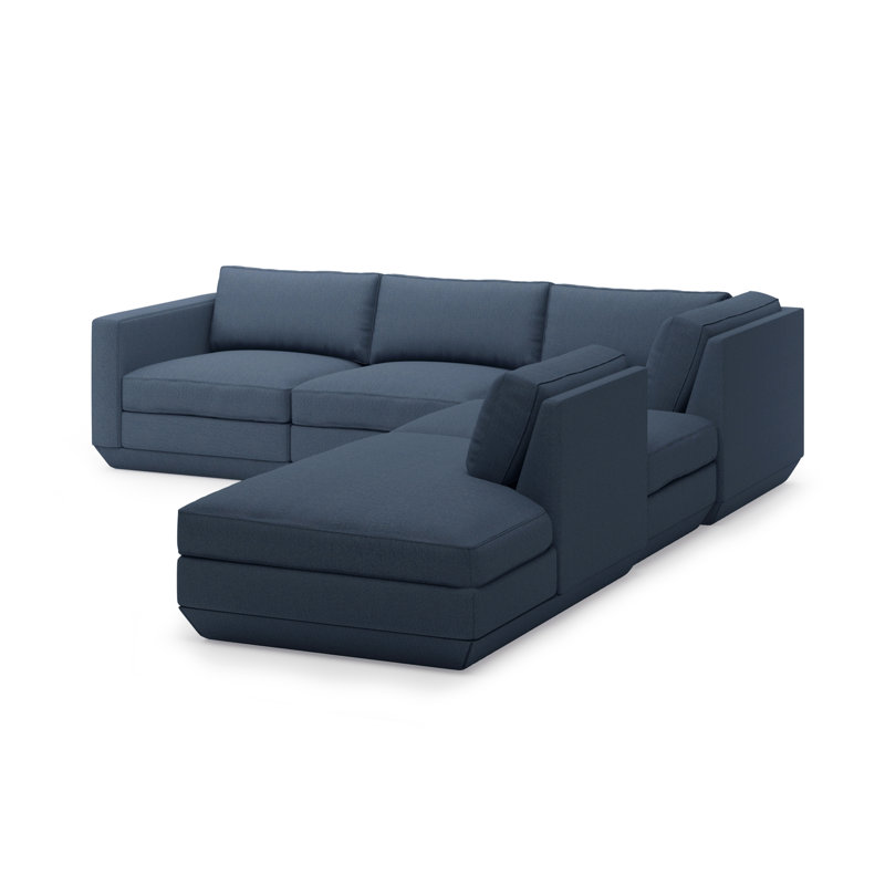 Podium Modular 5-Piece Seating Group, Right Hand Facing, Hanson Navy
