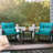 Blue 3 Piece Outdoor Patio Set With Cushions-Rocking Chair for Balcony, Lawn and Porch-516452467