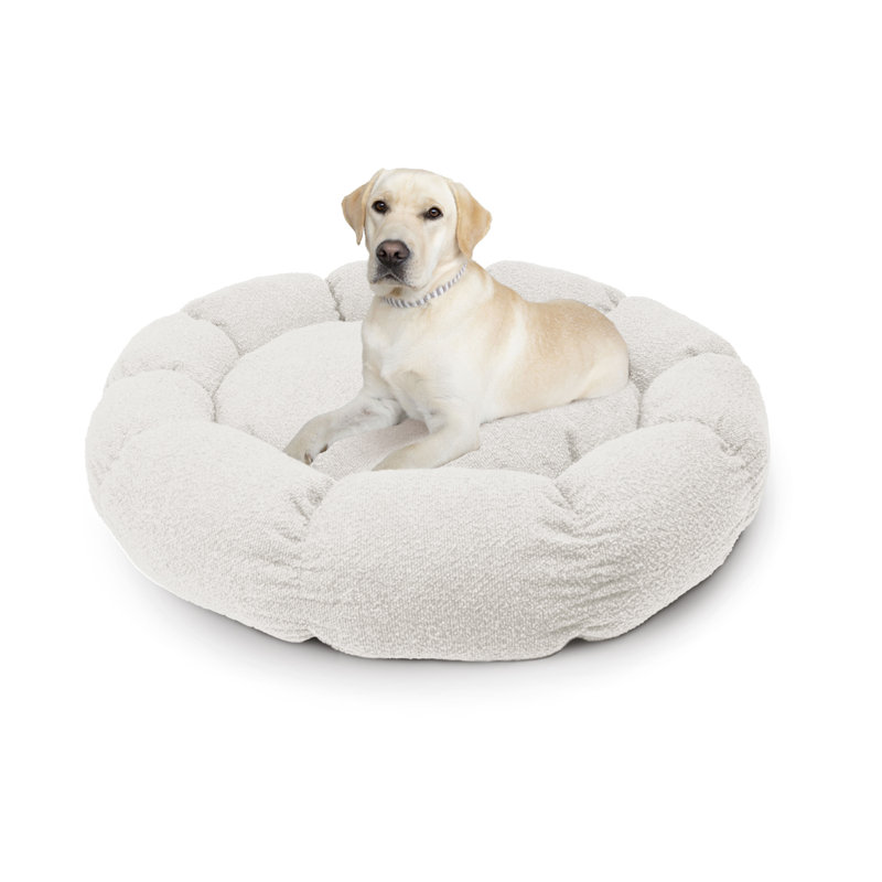 Lit rond avec coussin de siège amovible, H 5 po x l 45 po x P 45 po, Ivoire ivoire