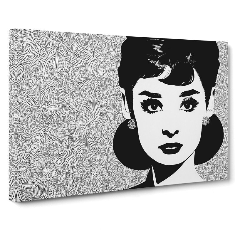 Audrey Hepburn Monochrome Vol.1 - Wrapped Canvas Painting, 35cm H x 50cm W x 3cm D