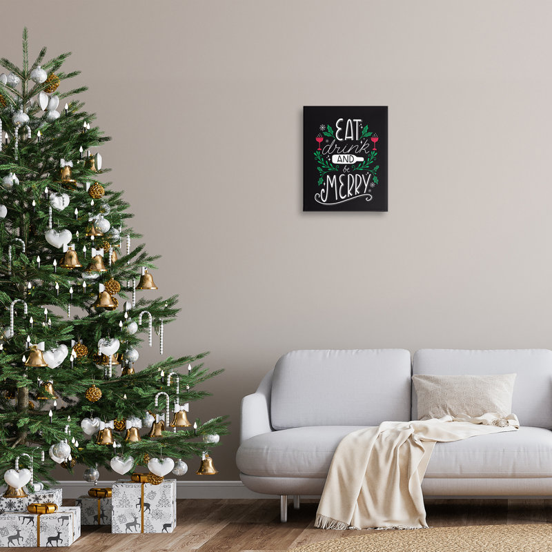 "Eat Drink and Merry Xmas", art mural par Louise Allen Designs, H 20 po x l 16 po