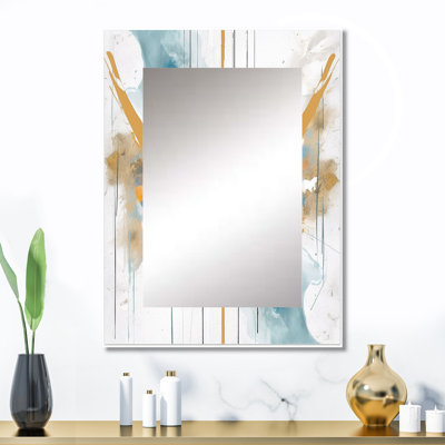 Élégance bleu sarcelle et or - miroir décoratif minimaliste, miroir mural moderne, impression d'art en métal