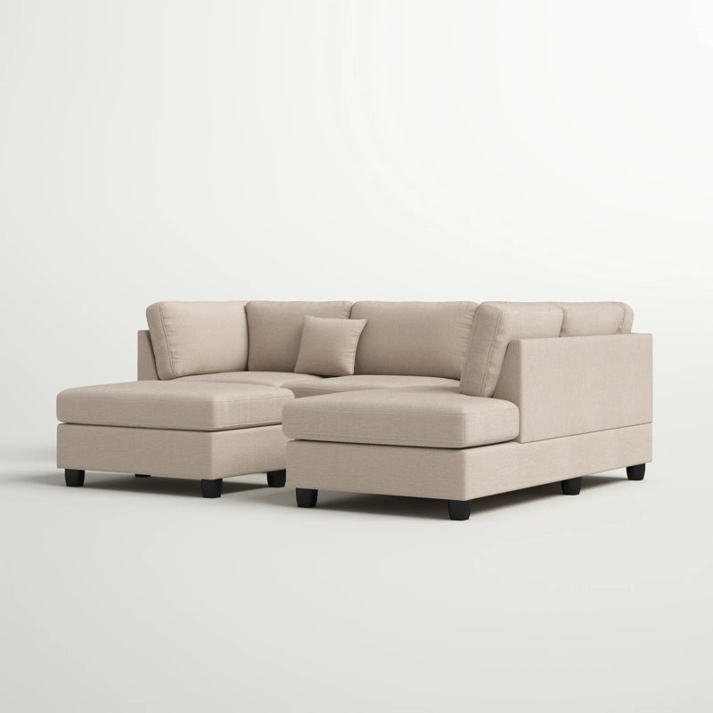 Zoran Upholstered L-Shaped Sectional Right Hand Facing, Sand Polyester Blend