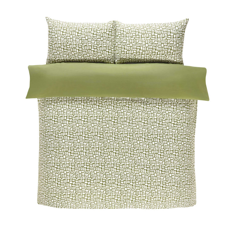 Kasie Polyester Geometric Shapes Bedding with Pillowcases, Double - 2 Standard Pillowcases, Green