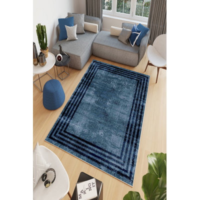 Tapis de couloir écologique, 100% polyester, 31,5 po x 59,1 po | Pois antibactérien antidérapant en PVC, hauteur de poils de 0,16 po | Lavable à la machine, motif bleu imprimé numérique | Parfait pour décorer le salon et le vestibule