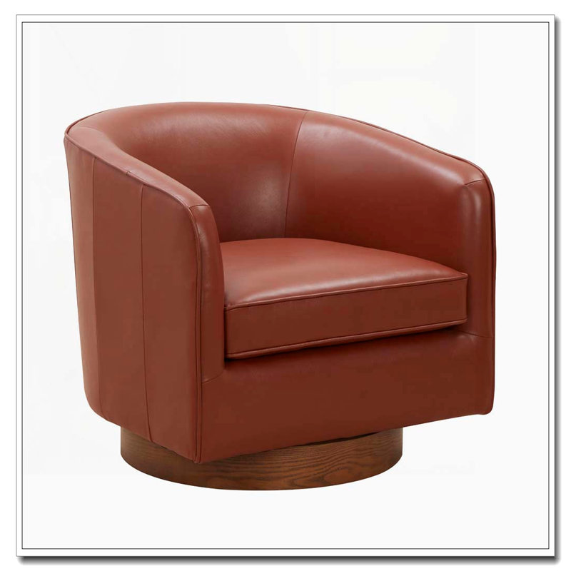 Chaise pivotante en cuir fleur avec siège à ressorts ensachés