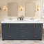 Comptoir de meuble-lavabo de salle de bain rectangulaire en pierre blanche à double surface avec plan de salle de bain l 73 po x P 22 po avec dosseret en H 1,38 po et trois trous de robinet pré-percés