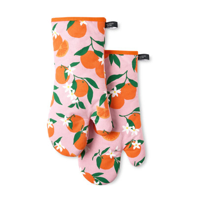 KATE SPADE NEW YORK Squeeze The Day Oven Mitt Set, 7"x13", Orange