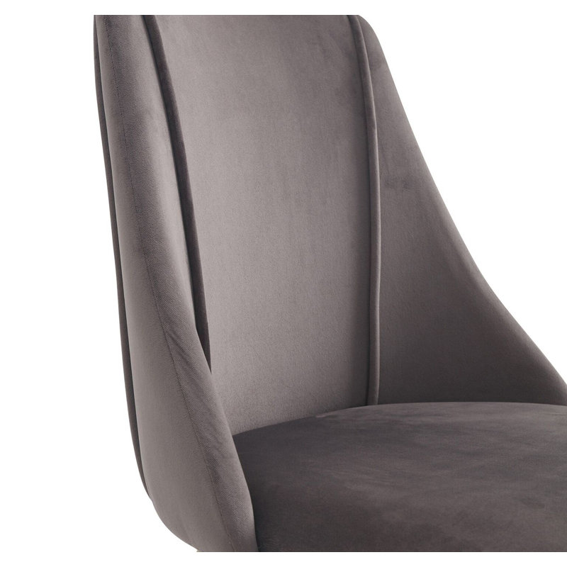 2 Maidste Velvet Upholstered Dining Chair with Black Metal Legs, Grey