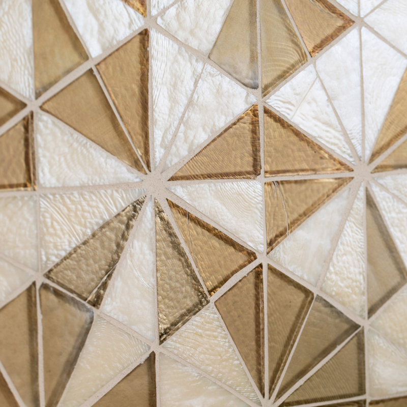 Rietto Hexagon 9 in. x 15 in. Glossy Glass Mosaic Wall Tile, Celestia Oro