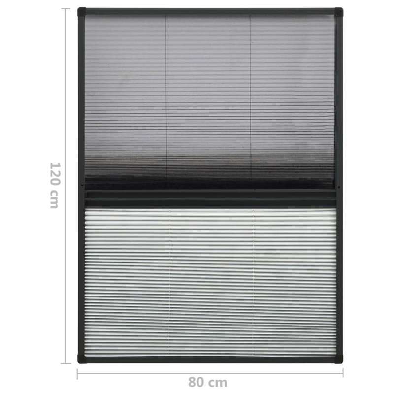 Symple Stuff Plisse Insect Screen For Windows Aluminium 110X160cm With Shade, Black, 120 cm L x 80 cm W