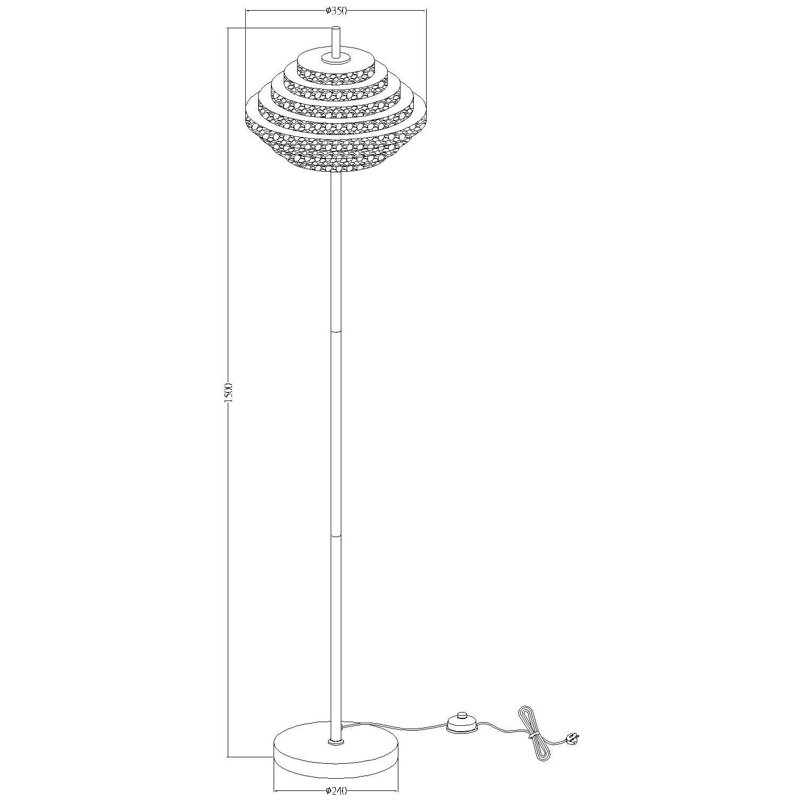Azzo 150cm Brushed Traditional Floor Lamp, Clear