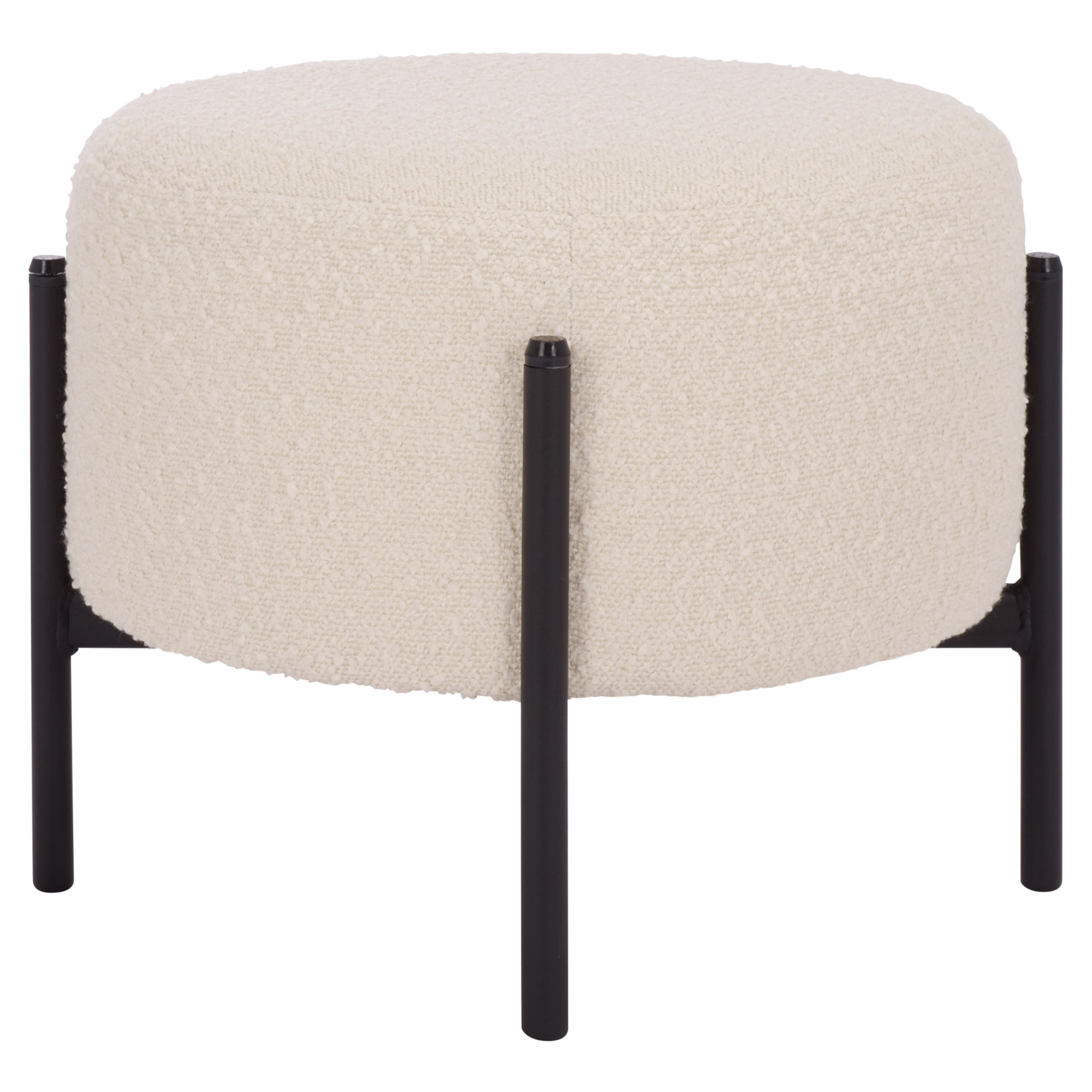 Adria 17" Round Ottoman, Cream Boucle