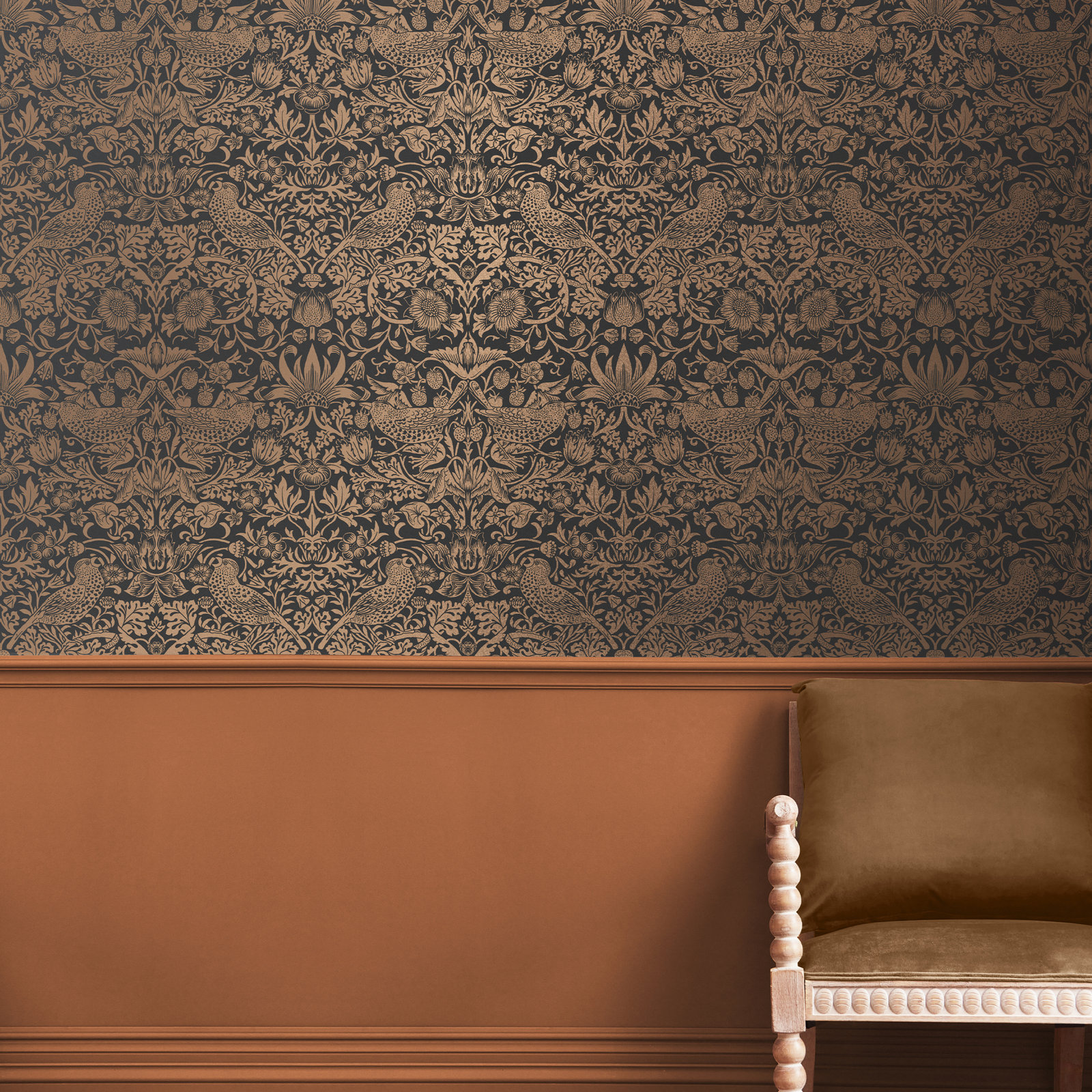 Floral Wallpaper, Fibrous Charcoal