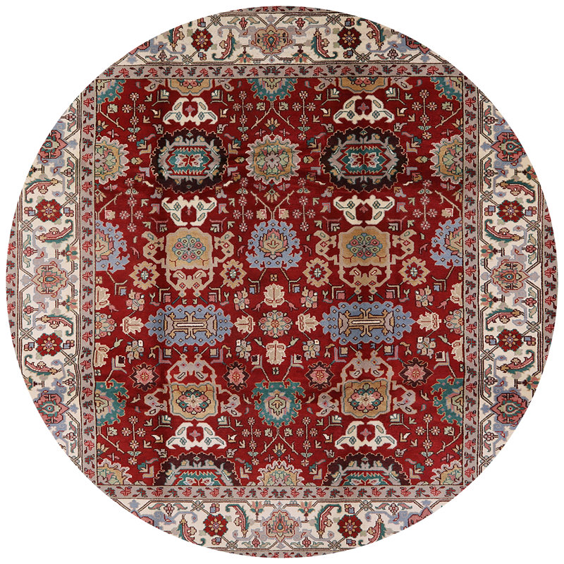 Tapis oriental rouge / ivoire Garabed, Rond 5 pi