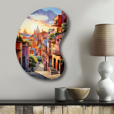 Colourful Mexico Magical Oaxaca Surrealism I - Mexico Boom Shape Asymmetric Metal Wall Sculpture