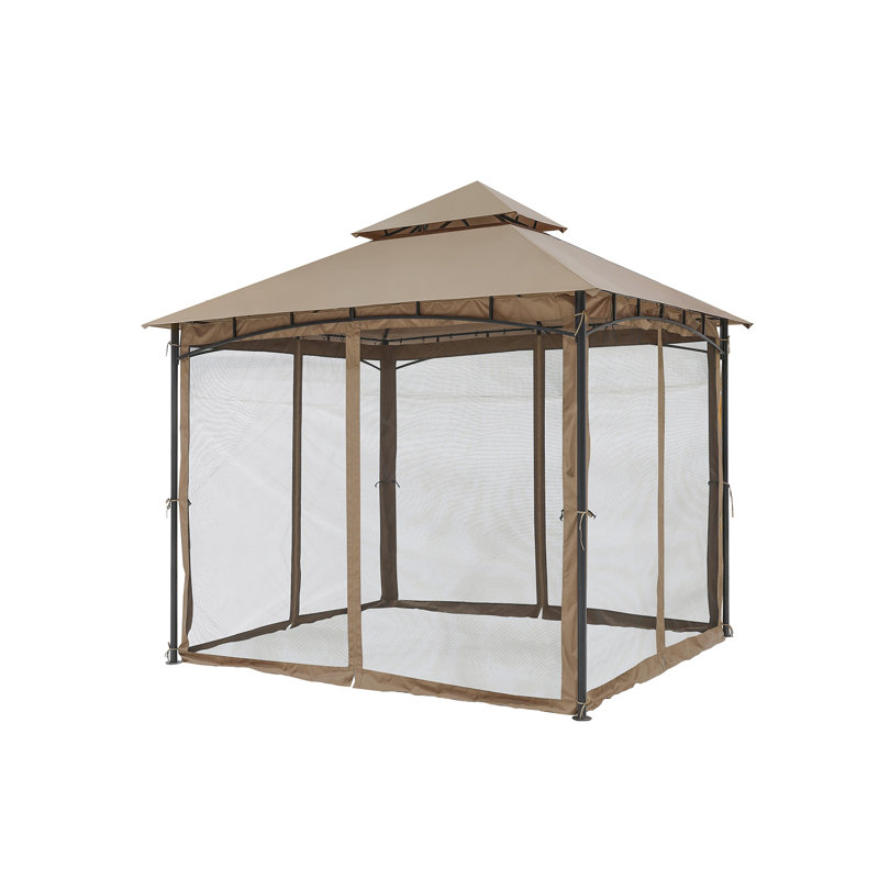  SeeHill 12 Ft. W X 12 Ft. D Metal Frame Outdoor Gazebos with Double Roofs, Outdoor Gazebos Shelter Tent, Pop-up Patio Gazebo Canopy with Mosquito Netting for Lawn, Backyard, Deck and Garden